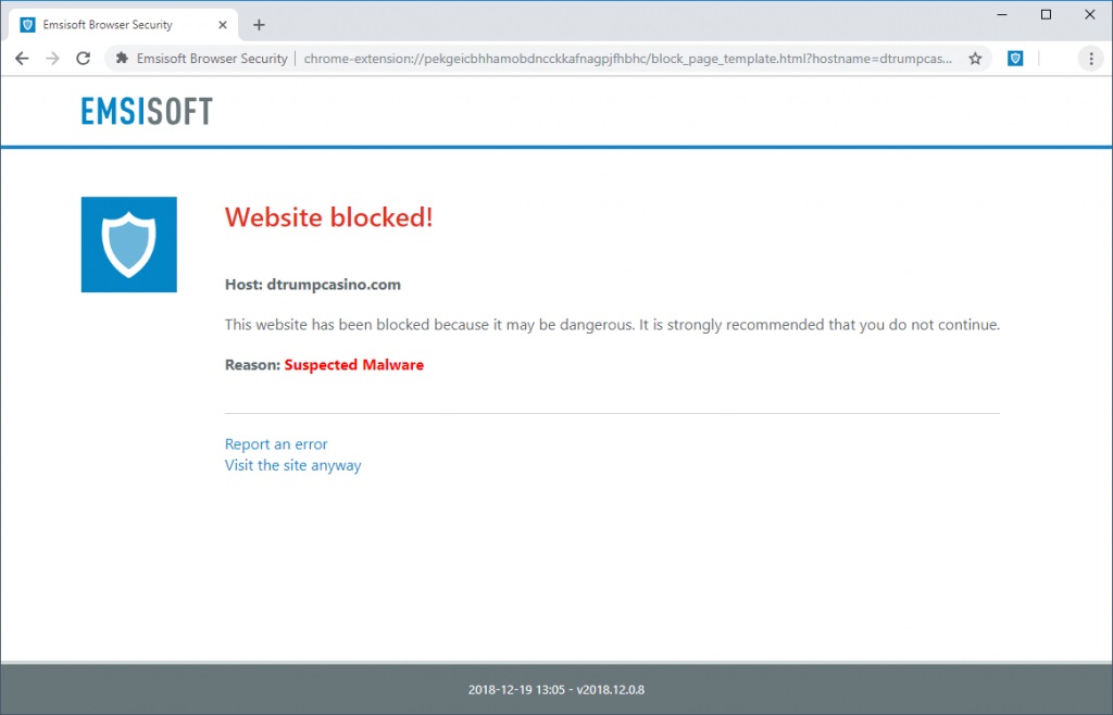 مسدودسازی وبسایت فیشینگ توسط افزونه امنیتی مرورگر امسی سافت