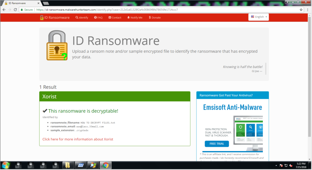 شناسایی باج افزار در سرویس ID-Ransomware 